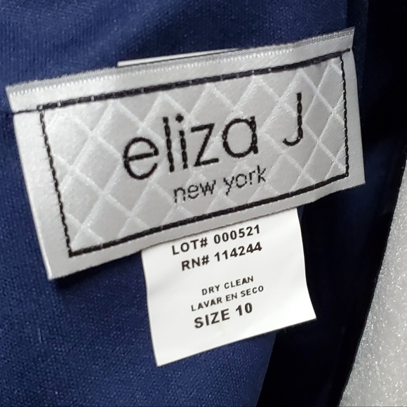 VINTAGE Eliza J Navy Blue Lace A-line Spaghetti Strap Padded Bustier Midi Dress - Picture 15 of 16